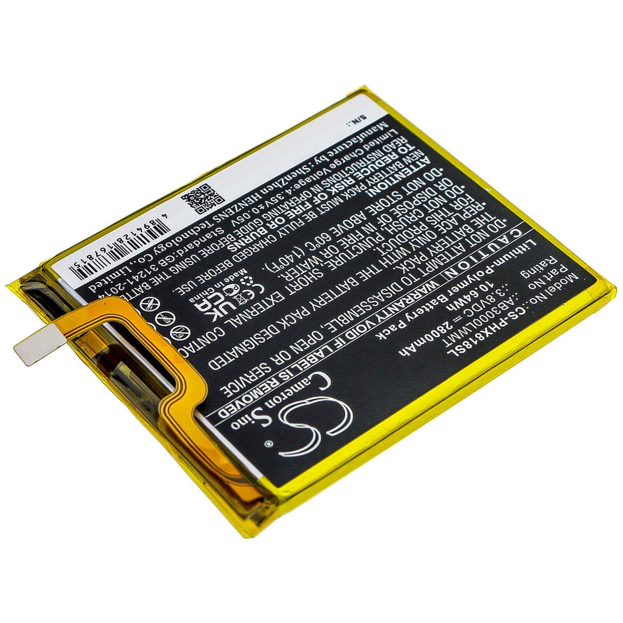 3.8V, Li-Polymer, 2800mAh, SmartPhone battery fits Philips, Ab3000lwmt, Xenium X818, 10.64Wh Mobile, SmartPhone Cameron Sino Technology Limited (Smartphone)