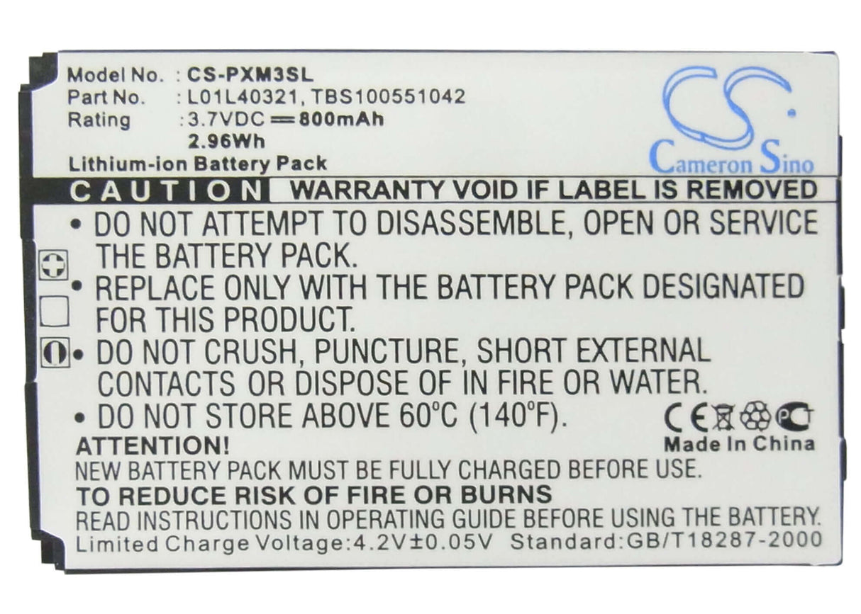 3.7V, Li-ion, 800mAh, Media Player battery fits Pioneer, Sirius, L01l40321, Gex-xmp3, Xmp3h1, 2.96Wh Media Player Cameron Sino Technology Limited