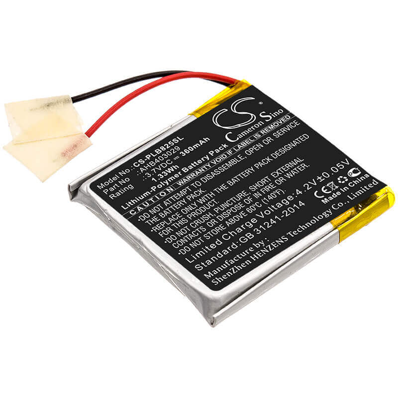 3.7V, Li-Polymer, 360mAh, Headset battery fits Plantronics, Ahb403029, B825m, Voyager Focus 2, 1.33Wh Wireless Headset Cameron Sino Technology Limited