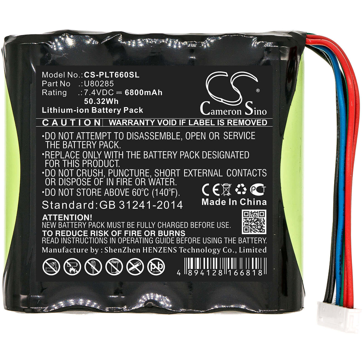 7.4V, Li-ion, 6800mAh, Equipment battery fits Softing, Platinum Tools, Txgbatx, NetXpert XG2, T66006b, 50.32Wh Equipment, Survey, Test Cameron Sino Technology Limited