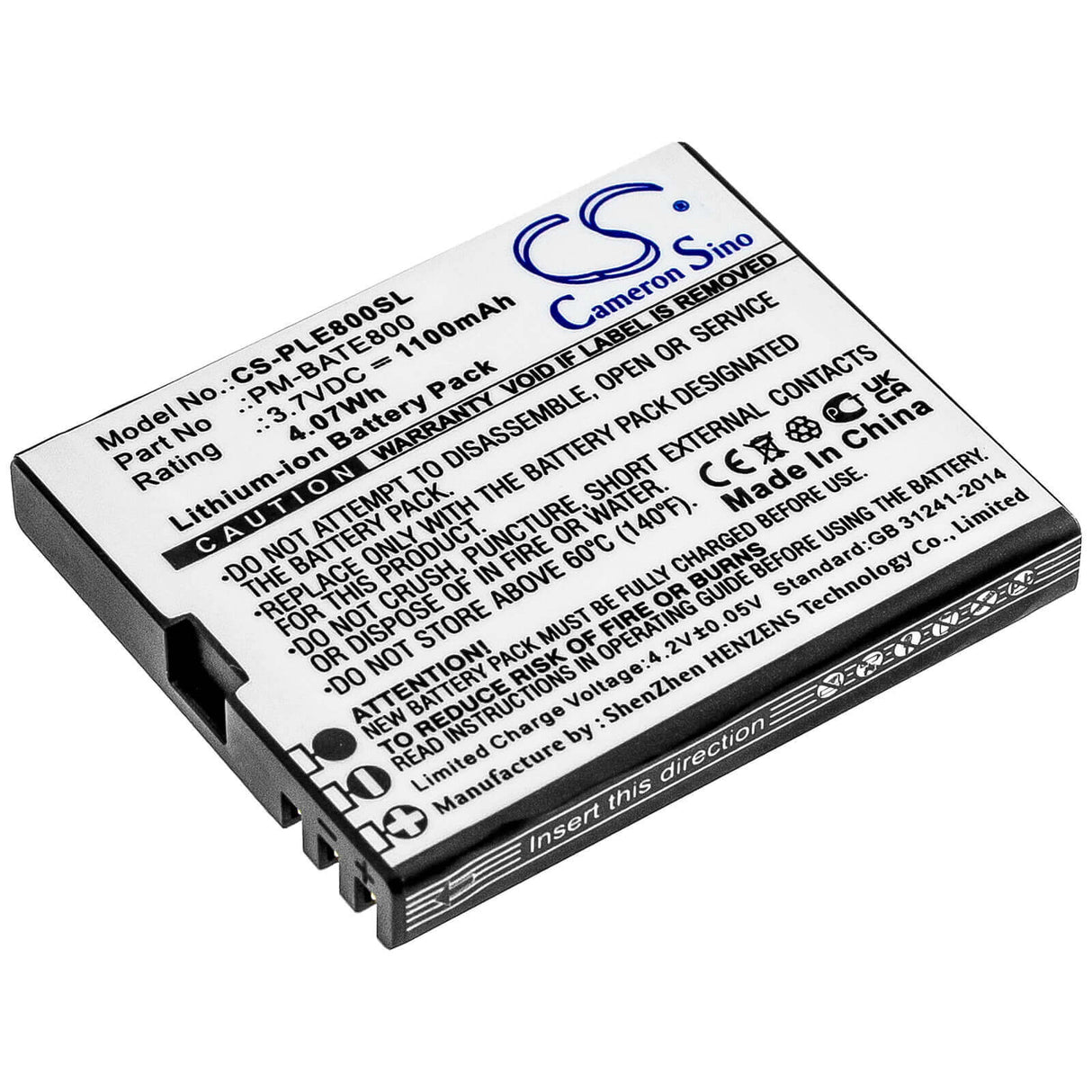 3.7V, Li-ion, 1100mAh, batterie de smartphone compatible Plum, Pm-bate800, E800, 4.07Wh Mobile, Smartphone Cameron Sino Technology Limited (Smartphone)