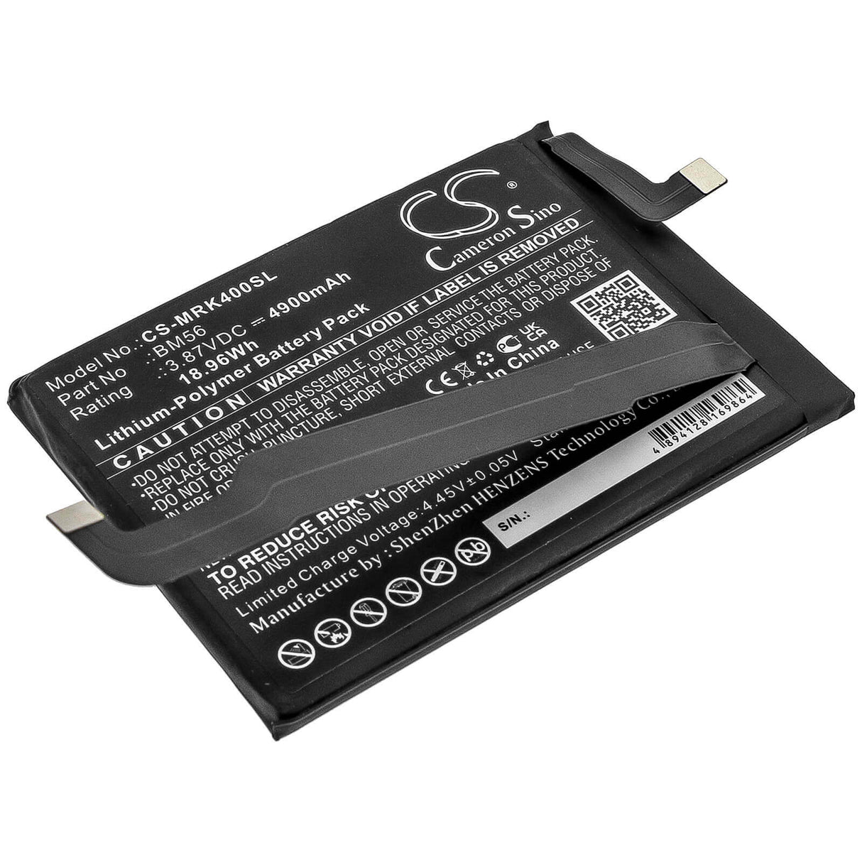 3.87V, Li-Polymer, 4900mAh, SmartPhone battery fits Poco, Redmi, Bm56, F3 Gt 5g, M2104k10i, 18.96Wh Mobile, SmartPhone Cameron Sino Technology Limited (Smartphone)