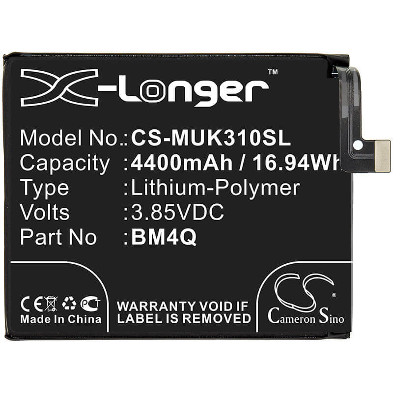 3.85V, Li-Polymer, 4400mAh, SmartPhone battery fits Pocophone, Xiaomi, Bm4q, Poco F2 Pro 5g, 16.94Wh Mobile, SmartPhone Cameron Sino Technology Limited (Smartphone)