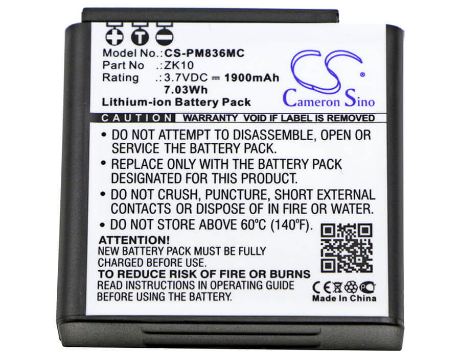 3.7V, Li-ion, 1900mAh, Camera battery fits Polaroid, Zk10, Im1836, 7.03Wh Camera Cameron Sino Technology Limited (Camera)