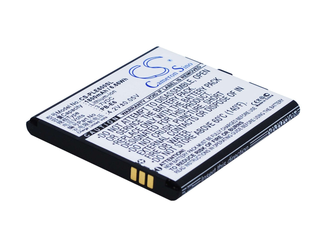 3.7V, Li-ion, 1800mAh, batterie de smartphone compatible avec Pole, Pb-e6, E6, 6.66Wh Mobile, SmartPhone Cameron Sino Technology Limited (Suspendu)