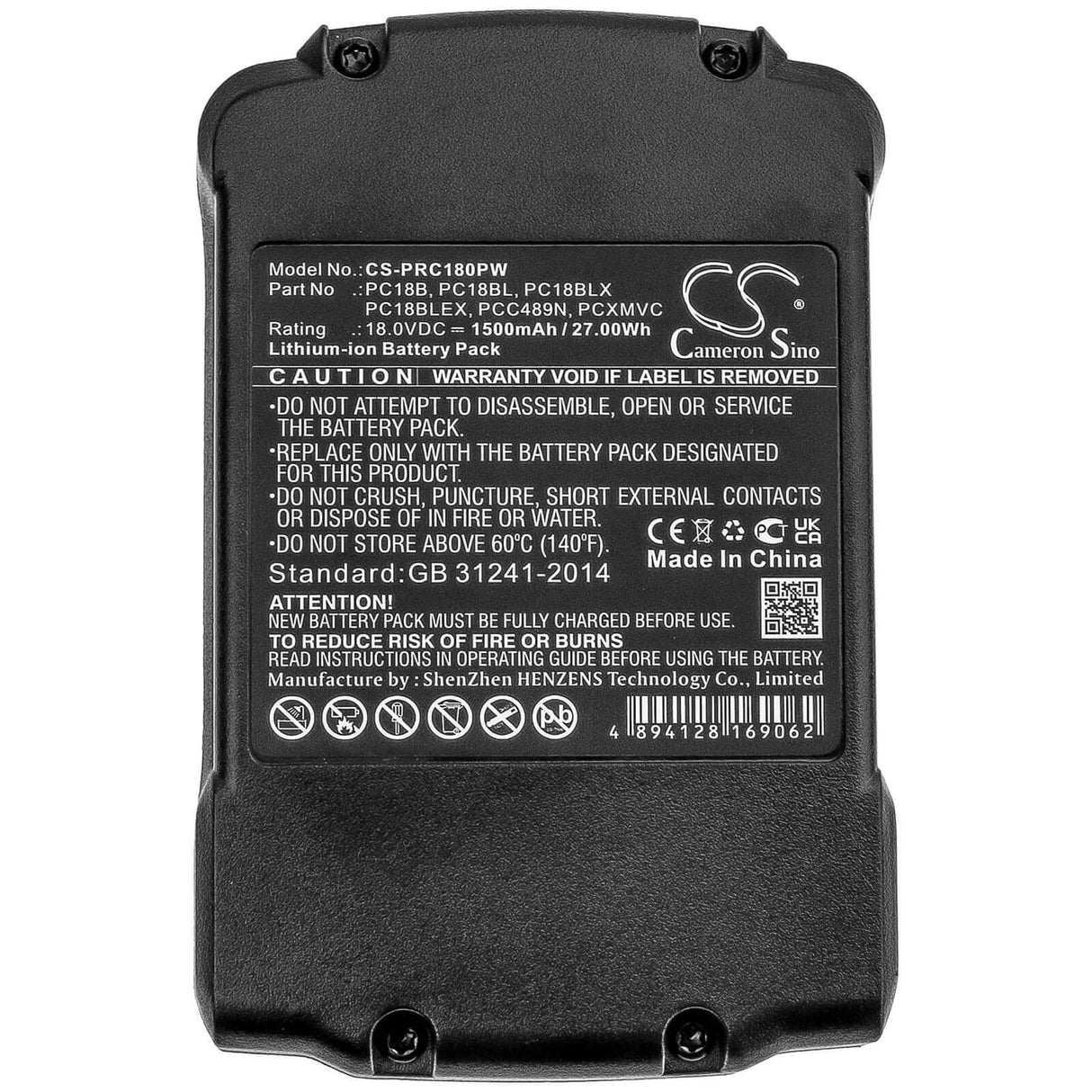 18.0V, Li-ion, 1500mAh, Power Tools battery fits Porter Cable, Pc18b, Pc1800d, Pc1800l, 27Wh Power Tools Cameron Sino Technology Limited (Power Tools)