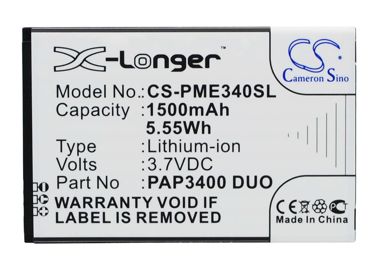 3.7V, Li-ion, 1500mAh, SmartPhone battery fits Prestigio, Pap3400 Duo, Multiphone 3400 Duo, 5.55Wh Mobile, SmartPhone Cameron Sino Technology Limited (Smartphone)
