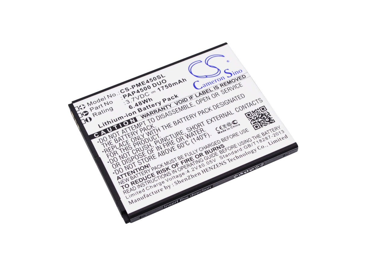 3.7V, Li-ion, 1750mAh, SmartPhone battery fits Prestigio, Pap4500 Duo, Multiphone 4500 Duo, 6.48Wh Mobile, SmartPhone Cameron Sino Technology Limited (Smartphone)