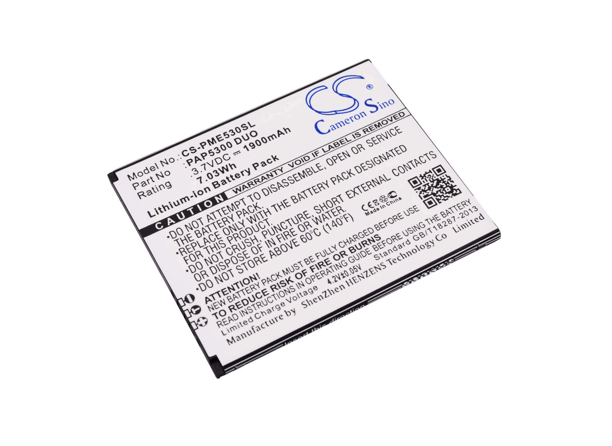 3.7V, Li-ion, 1900mAh, SmartPhone battery fits Prestigio, Pap5300 Duo, Multiphone 5300 Duo, 7.03Wh Mobile, SmartPhone Cameron Sino Technology Limited (Smartphone)