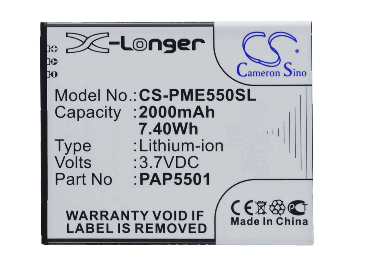 3.7V, Li-ion, 2000mAh, SmartPhone battery fits Prestigio, Pap5501, Multiphone 5501 Duo, Pap5501, 7.4Wh Mobile, SmartPhone Cameron Sino Technology Limited (Suspended)