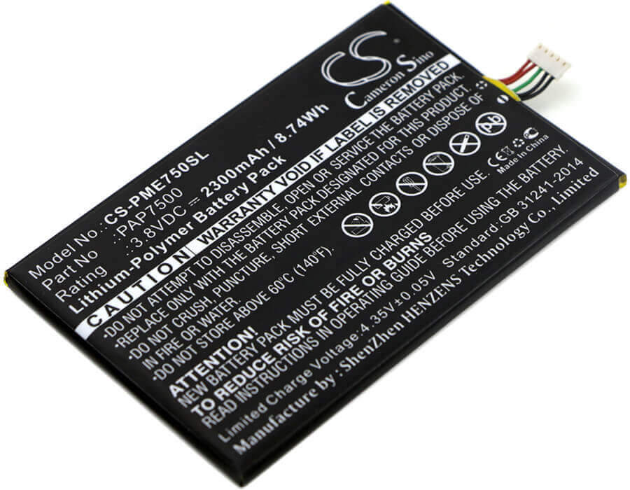 3.8V, Li-Polymer, 2300mAh, SmartPhone battery fits Prestigio, Pap7500, Multiphone 7500, Pap7500, 8.74Wh Mobile, SmartPhone Cameron Sino Technology Limited (Suspended)
