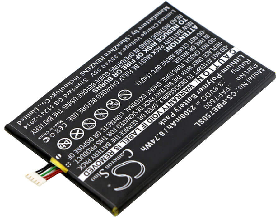 3.8V, Li-Polymer, 2300mAh, SmartPhone battery fits Prestigio, Pap7500, Multiphone 7500, Pap7500, 8.74Wh Mobile, SmartPhone Cameron Sino Technology Limited (Suspended)