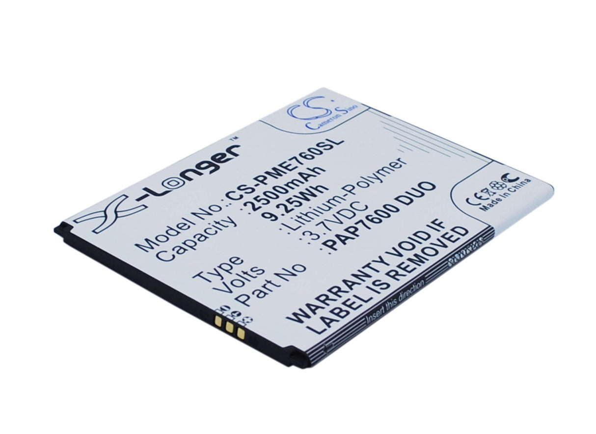 3.7V, Li-Polymer, 2500mAh, SmartPhone battery fits Prestigio, Pap7600 Duo, Multiphone 7600 Duo, 9.25Wh Mobile, SmartPhone Cameron Sino Technology Limited (Smartphone)