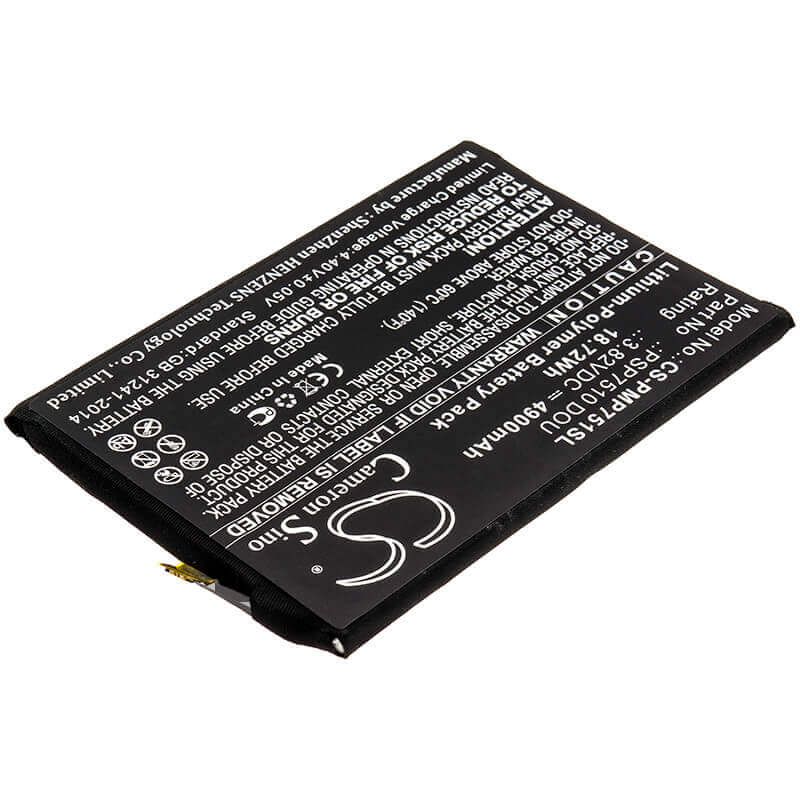 3.82V, Li-Polymer, 4900mAh, SmartPhone battery fits Prestigio, Psp7510 Dou, Muze C7 Duo, Psp7510 Dou, 18.72Wh Mobile, SmartPhone Cameron Sino Technology Limited (Smartphone)