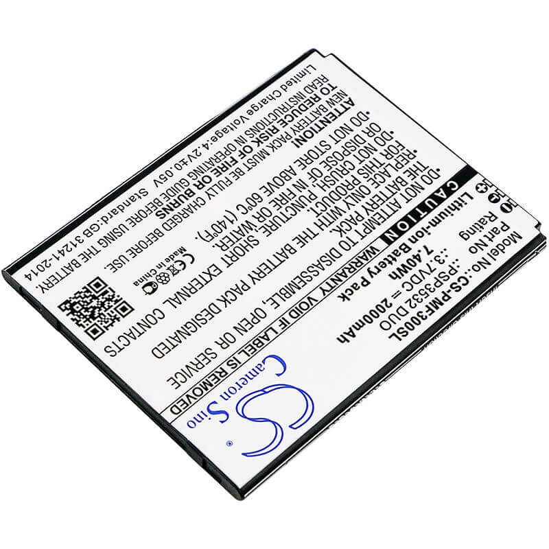 3,7V, Li-ion, 2000mAh, Batterie de smartphone compatible avec Prestigio, Psp3532 Duo, Muze A7, Muze F3, 7,4Wh Mobile, SmartPhone Cameron Sino Technology Limited (Suspendu)