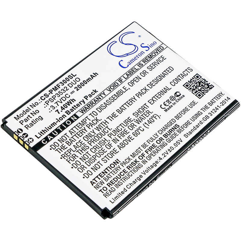 3,7V, Li-ion, 2000mAh, Batterie de smartphone compatible avec Prestigio, Psp3532 Duo, Muze A7, Muze F3, 7,4Wh Mobile, SmartPhone Cameron Sino Technology Limited (Suspendu)