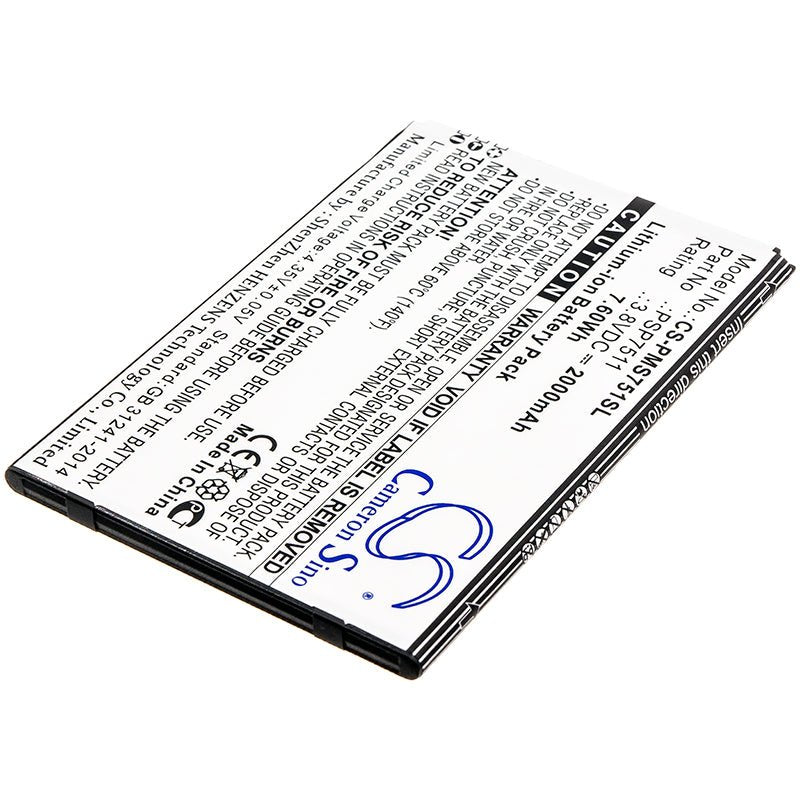 3.8V, Li-ion, 2000mAh, SmartPhone battery fits Prestigio, Psp7511, Psp7511duo, 7.6Wh Mobile, SmartPhone Cameron Sino Technology Limited (Smartphone)