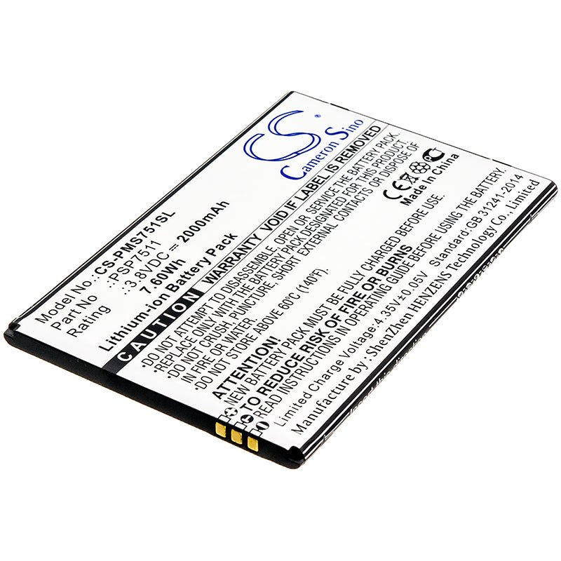 3.8V, Li-ion, 2000mAh, SmartPhone battery fits Prestigio, Psp7511, Psp7511duo, 7.6Wh Mobile, SmartPhone Cameron Sino Technology Limited (Smartphone)