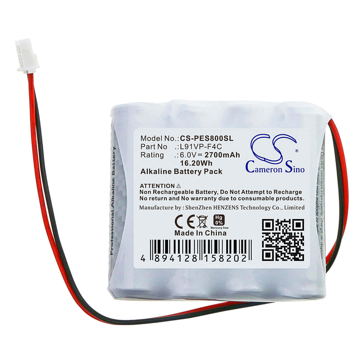 6.0V, Alcaline, 2700mAh, batterie de soins personnels compatible avec Gp, Purell, Gprhorw01018, 16.2Wh Soins personnels Cameron Sino Technology Limited