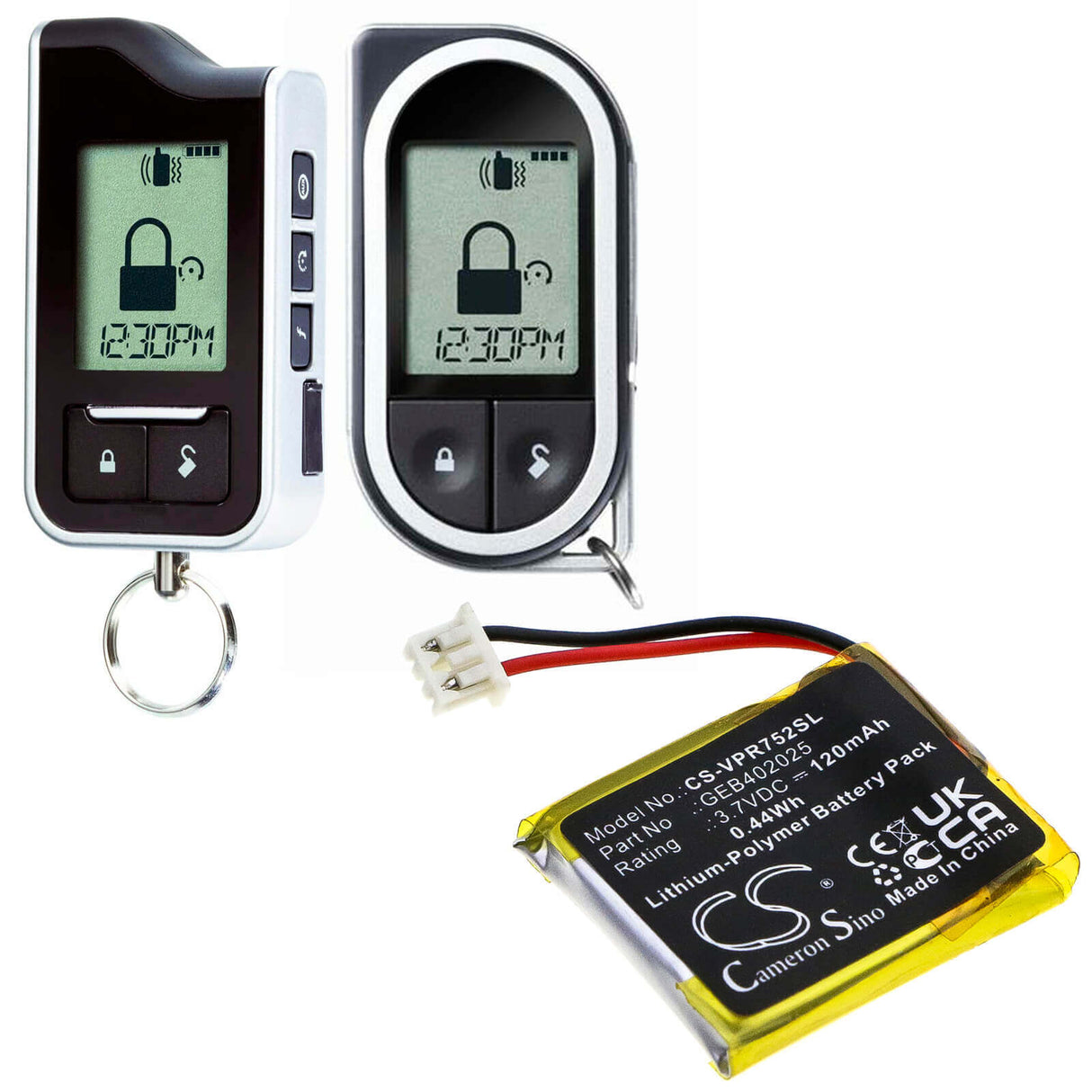 3.7V, Li-Polymer, 120mAh, Remote Start battery fits Python, Directed Electronics, Astrostart, Clifford, Viper, Geb402025, Rss 5225, 0.44Wh Remote Start and Entry Systems Cameron Sino Technology Limited