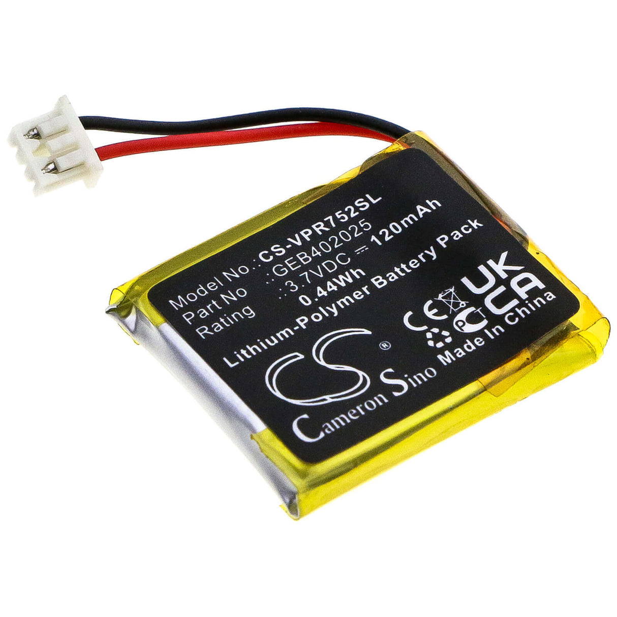 3.7V, Li-Polymer, 120mAh, Remote Start battery fits Python, Directed Electronics, Astrostart, Clifford, Viper, Geb402025, Rss 5225, 0.44Wh Remote Start and Entry Systems Cameron Sino Technology Limited