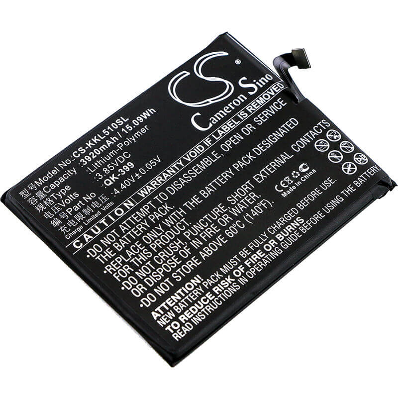 3.85V, Li-Polymer, 3920mAh, batterie de smartphone compatible avec Qiku, Qk-399, N5, N51605-a01, 15.09Wh Mobile, SmartPhone Cameron Sino Technology Limited (Suspendu)