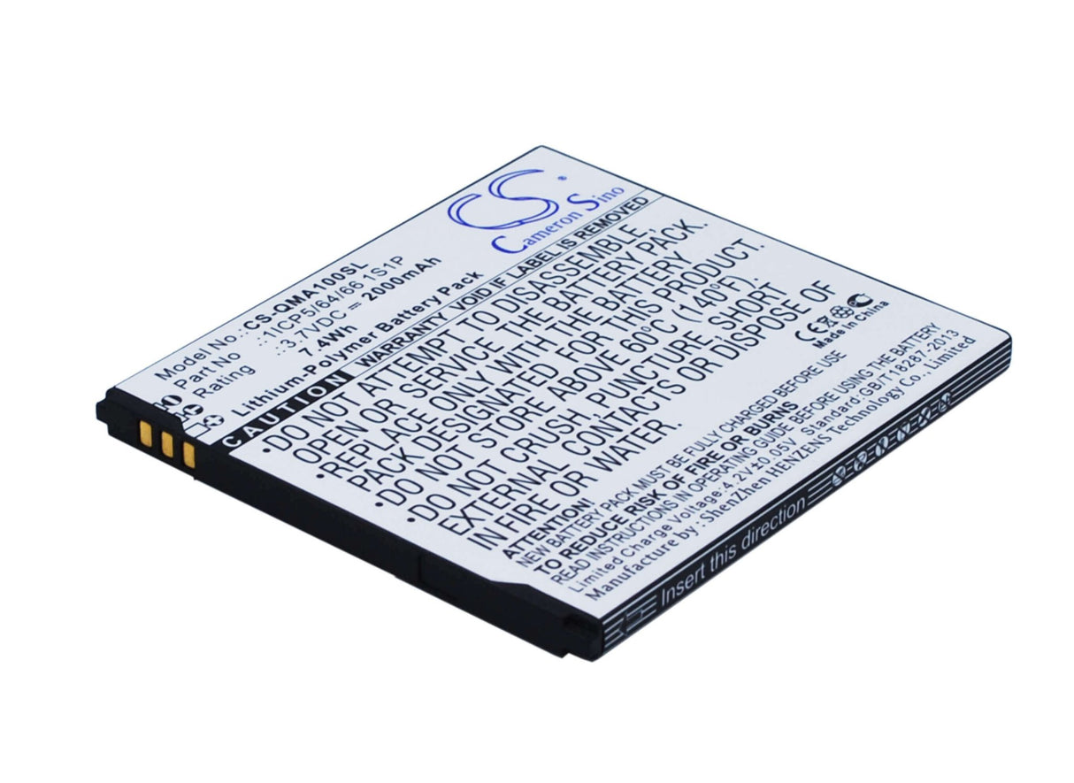 3,7V, Li-Polymère, 2000mAh, batterie pour smartphone compatible avec Qmobile, 1icp5/64/66 1s1p, A10, 7,4Wh Mobile, Smartphone Cameron Sino Technology Limited (Smartphone)