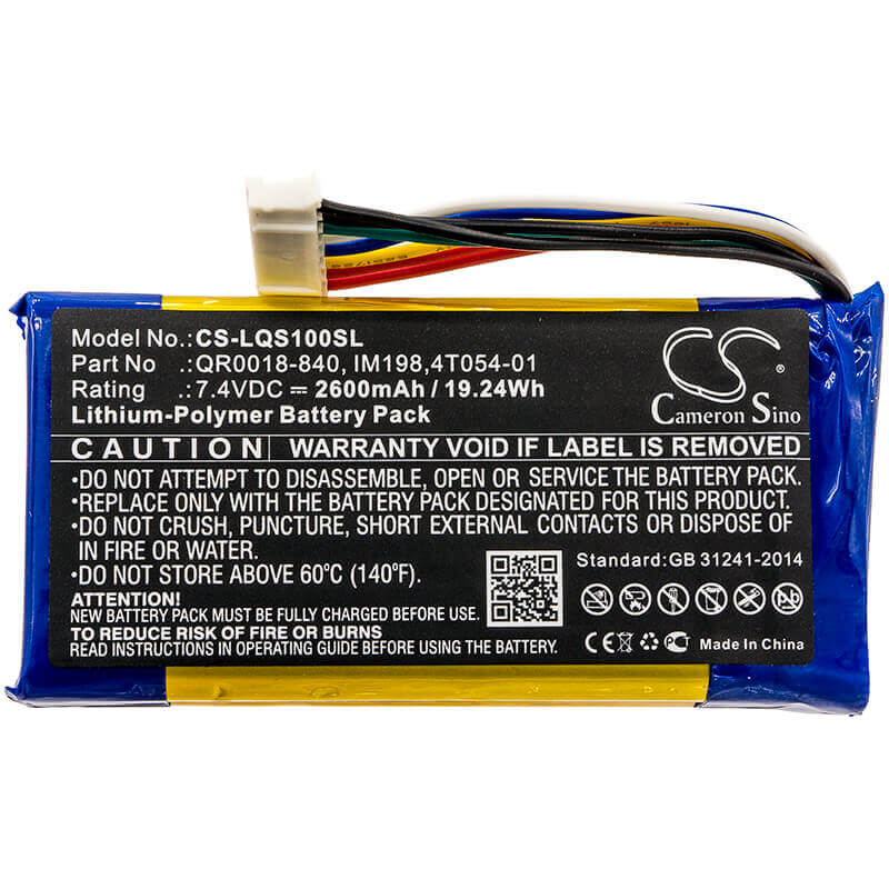 Li-Polymer, Alarm Battery For Qolsys, Iq Panel 7.4v, 2600mah - 19.24wh Alarm System Cameron Sino Technology Limited