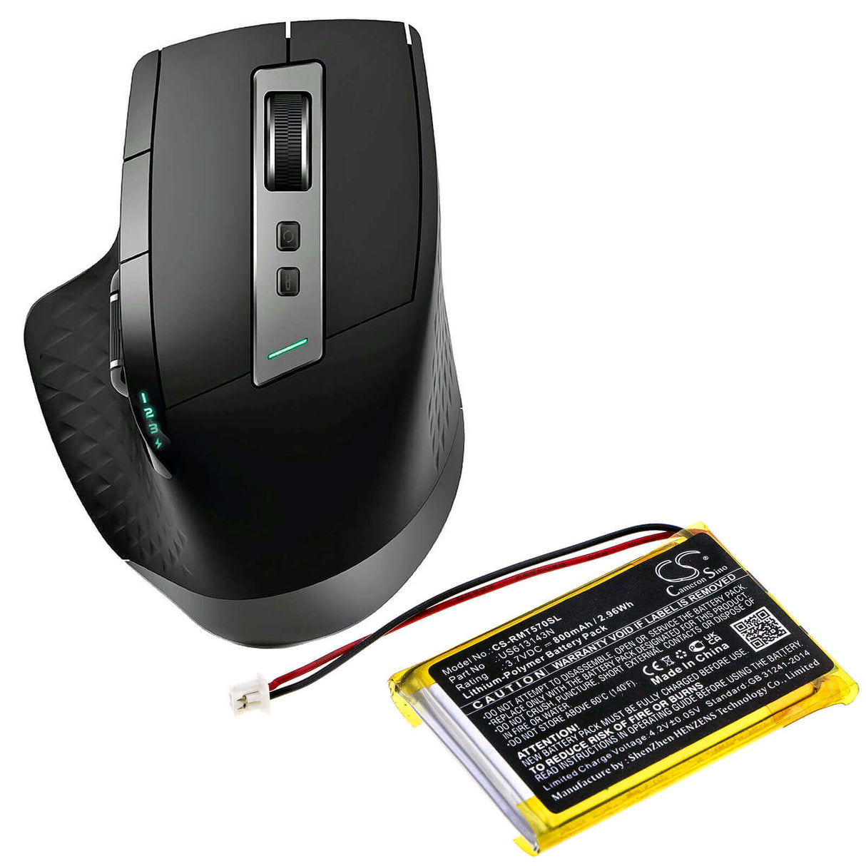 3.7V, Li-Polymer, 800mAh, Keyboard,Mouse battery fits Rapoo, Us613143n, Mt750 Pro, Mt750l, 2.96Wh Keyboard,Mouse Cameron Sino Technology Limited