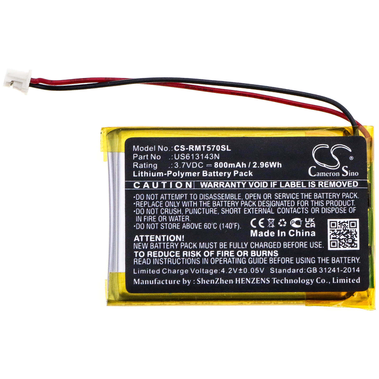 3.7V, Li-Polymer, 800mAh, Keyboard,Mouse battery fits Rapoo, Us613143n, Mt750 Pro, Mt750l, 2.96Wh Keyboard,Mouse Cameron Sino Technology Limited