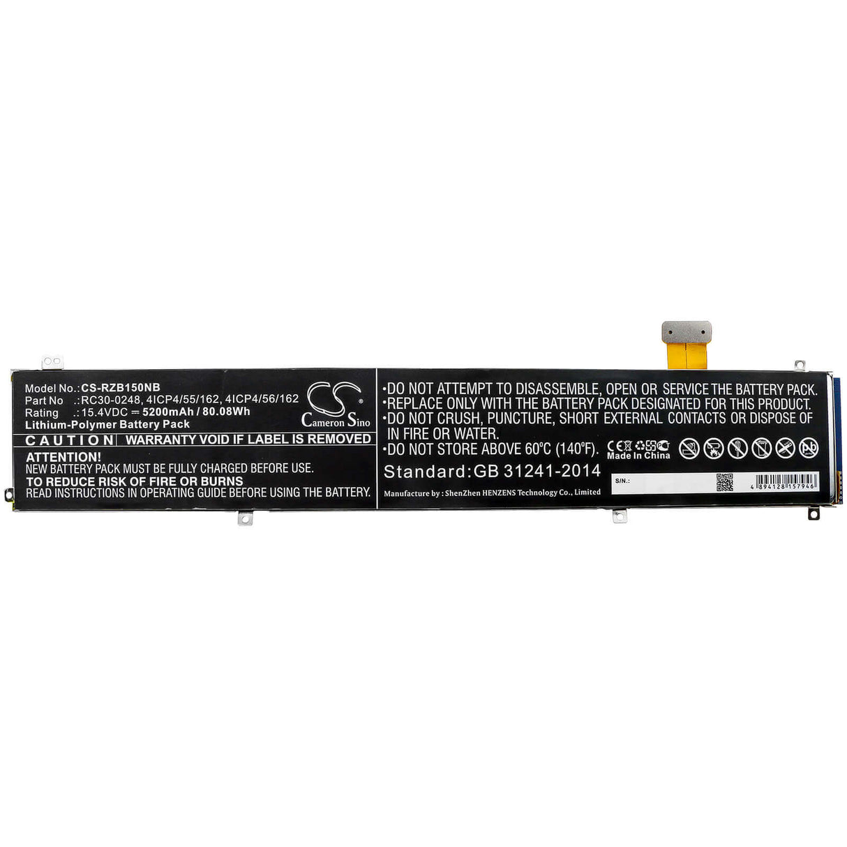 Notebook Battery For Razer, Blade 15, Blade 15 1070 Gtx 2018, Blade 15 2018 15.4v, 5200mah - 80.08wh Notebook, Laptop Cameron Sino Technology Limited