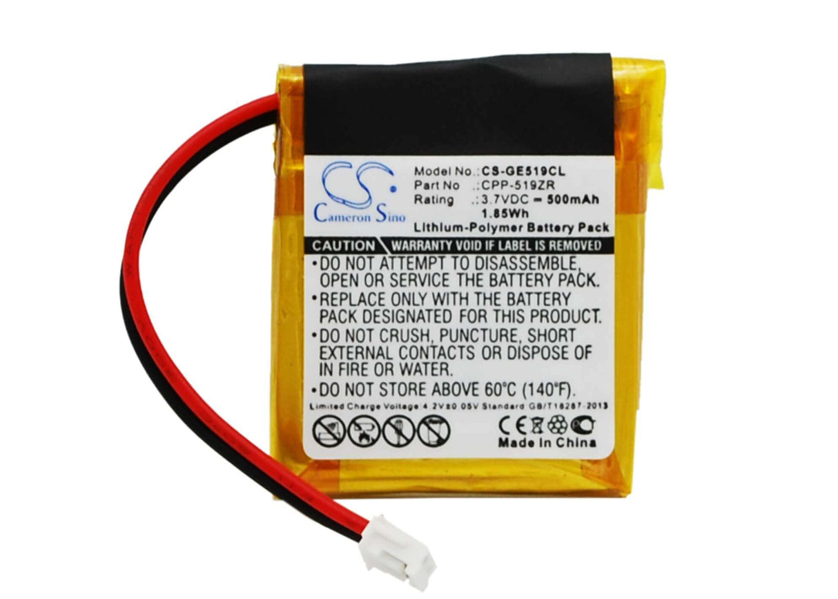 3.7V, Li-Polymer, 500mAh, batterie de téléphone sans fil compatible avec Ge, Rca, 285742, 1172461, 285742, 1.85Wh Téléphone sans fil Cameron Sino Technology Limited (Téléphone sans fil)