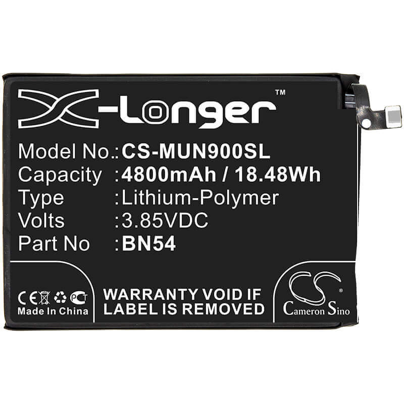 3.85V, Li-Polymer, 4800mAh, SmartPhone battery fits Redmi, Xiaomi, Bn54, 10x 4g, M2003j15sc, 18.48Wh Mobile, SmartPhone Cameron Sino Technology Limited (Smartphone)