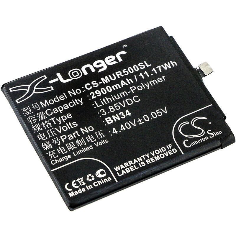 3.85V, Li-Polymer, 2900mAh, SmartPhone battery fits Xiaomi, Redmi, Bn34, 5a, M5a, 11.17Wh Mobile, SmartPhone Cameron Sino Technology Limited (Smartphone)
