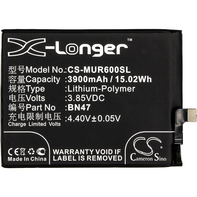 3.85V, Li-Polymer, 3900mAh, SmartPhone battery fits Xiaomi, Redmi, Bn47, 6 Pro, 6 Pro Premium Edition Dual Sim, 15.02Wh Mobile, SmartPhone Cameron Sino Technology Limited (Smartphone)