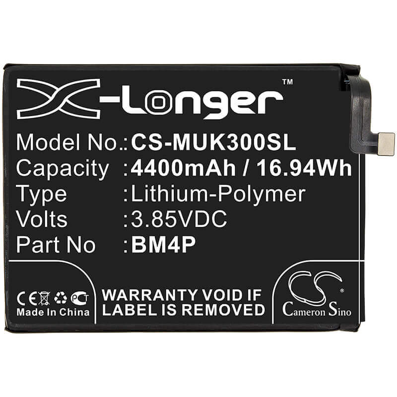 3.85V, Li-Polymer, 4400mAh, SmartPhone battery fits Redmi, Xiaomi, Bm4p, K30, K30 5g, 16.94Wh Mobile, SmartPhone Cameron Sino Technology Limited (Smartphone)