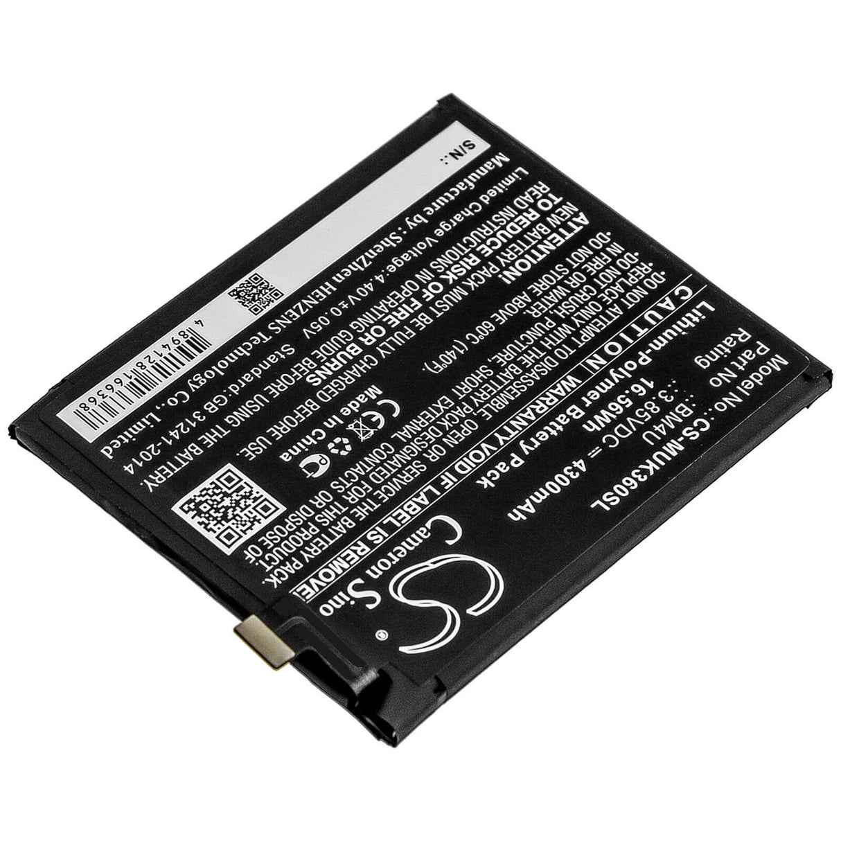 3.85V, Li-Polymer, 4300mAh, SmartPhone battery fits Redmi, Bm4u, K30 Ultra 5g, M2006j10c, 16.56Wh Mobile, SmartPhone Cameron Sino Technology Limited (Smartphone)