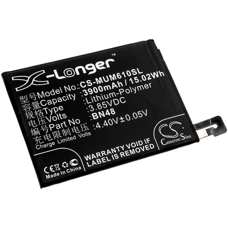 3.85V, Li-Polymer, 3900mAh, SmartPhone battery fits Redmi, Xiaomi, Bn48, M1806e7tc, M1806e7te, 15.02Wh Mobile, SmartPhone Cameron Sino Technology Limited (Smartphone)