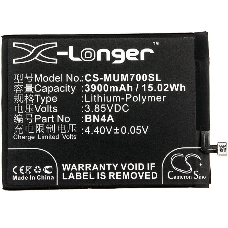 3.85V, Li-Polymer, 3900mAh, SmartPhone battery fits Redmi, Xiaomi, Bn4a, M1901f7c, M1901f7e, 15.02Wh Mobile, SmartPhone Cameron Sino Technology Limited (Smartphone)