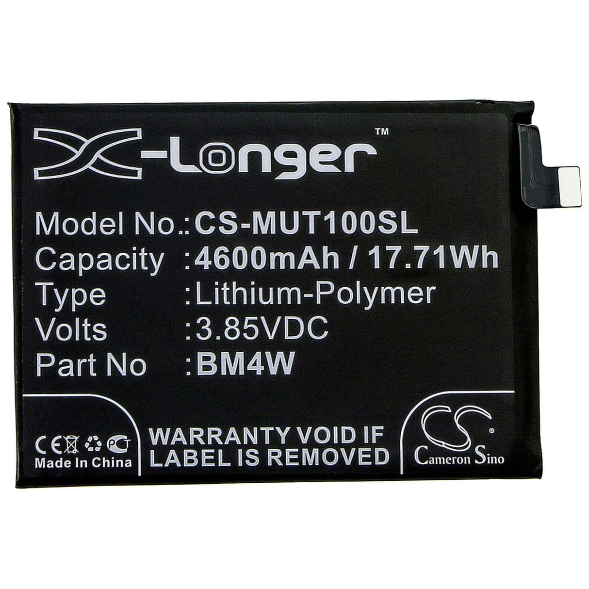 3.85V, Li-Polymer, 4600mAh, SmartPhone battery fits Xiaomi, Redmi, Bm4w, M2007j17c, Note 9 Pro 5g, 17.71Wh Mobile, SmartPhone Cameron Sino Technology Limited (Smartphone)