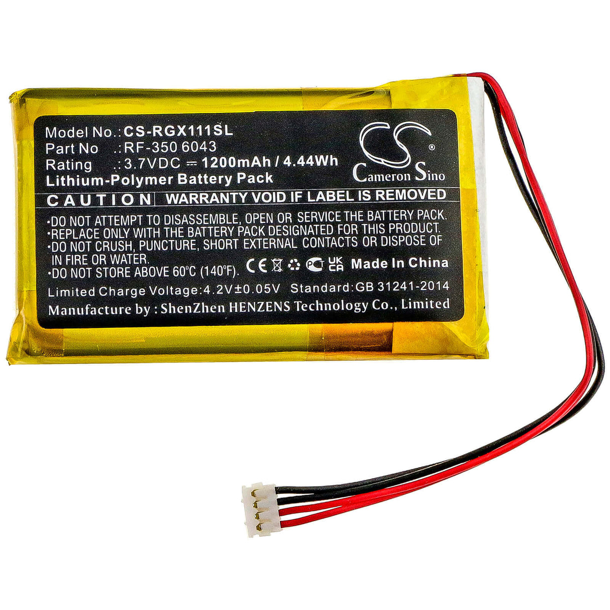 3,7V, Li-Polymer, 1200mAh, batterie GPS compatible Renkforce, Rf-350 6043, Gx-111, 4,44Wh GPS, Navigator Cameron Sino Technology Limited