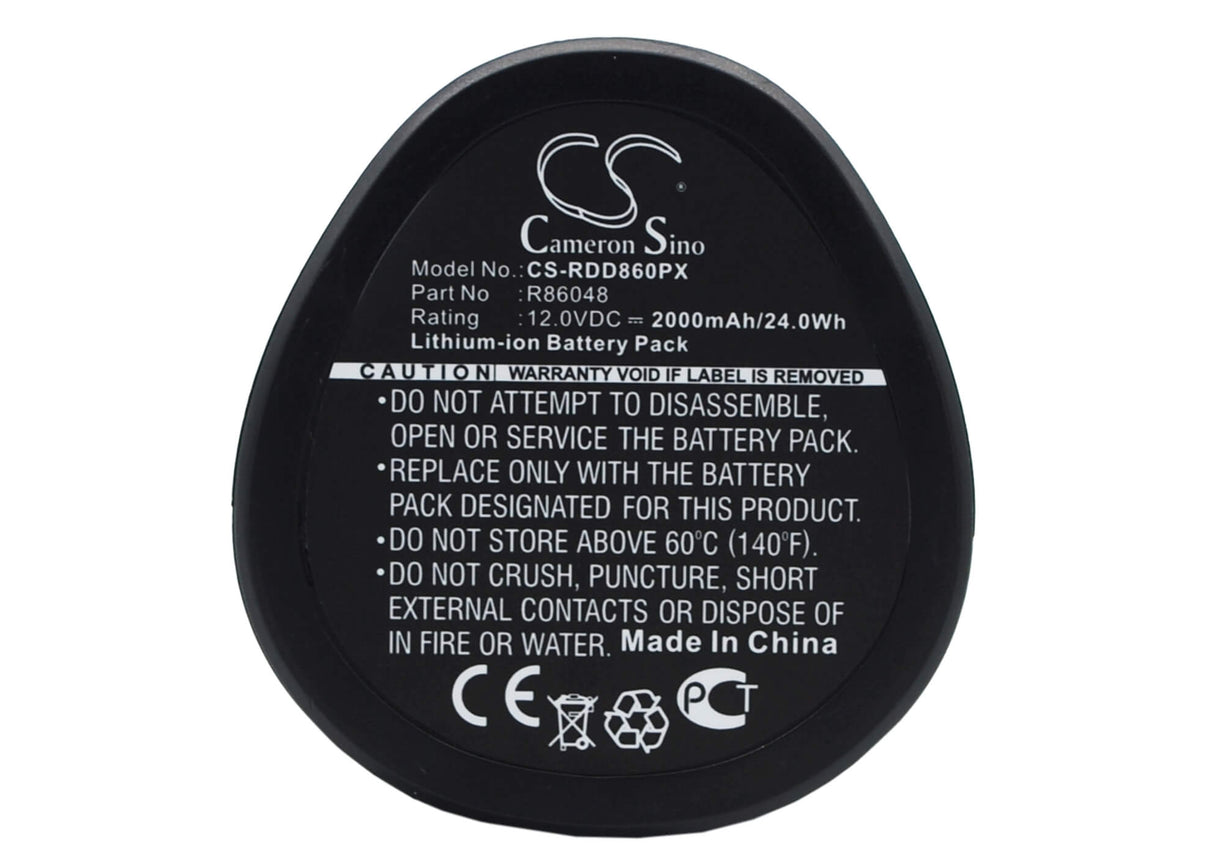 12.0V, Li-ion, 2000mAh, batterie pour outils électriques compatible avec Ridgid, Aeg, 130188001, Bbs 12c, Bll 12c, 24Wh Outils électriques Cameron Sino Technology Limited (Outils électriques)