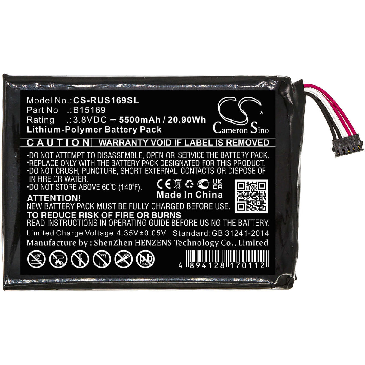 Security Camera Battery For Ring, Stick Up Cam 3.8v, 5500mah - 20.90wh Home Security Camera Cameron Sino Technology Limited