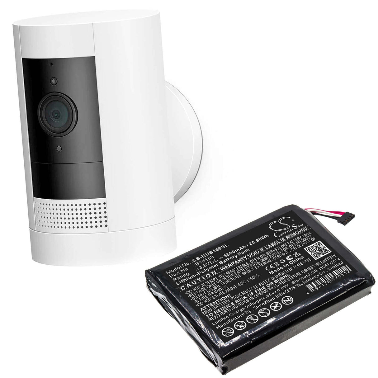 Security Camera Battery For Ring, Stick Up Cam 3.8v, 5500mah - 20.90wh Home Security Camera Cameron Sino Technology Limited