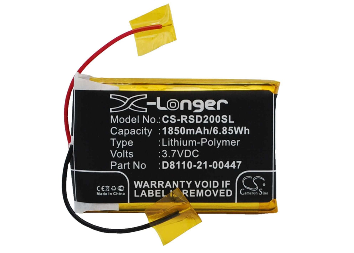 3.7V, Li-Polymer, 1850mAh, DAB Digital battery fits Roberts, D8110-21-00447, Sports Dab2, 6.85Wh DAB Digital Cameron Sino Technology Limited
