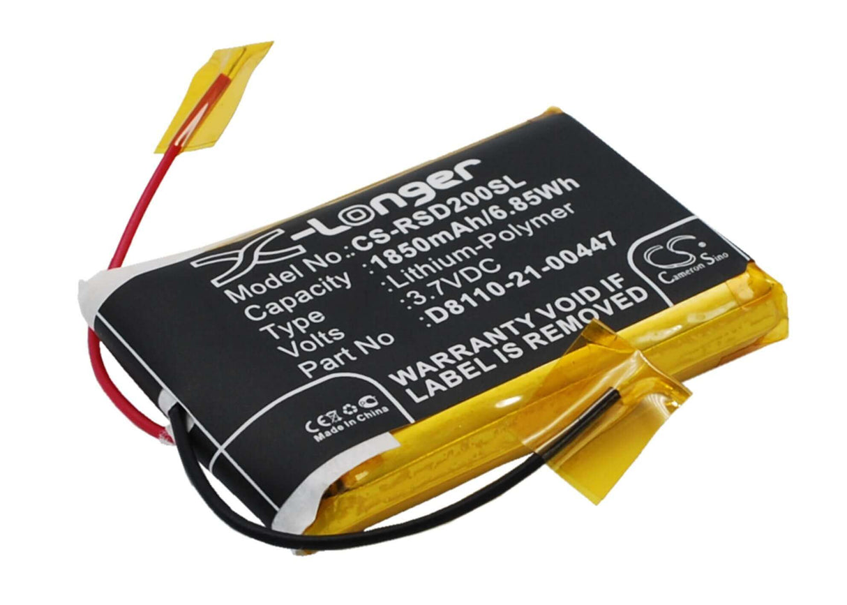 3.7V, Li-Polymer, 1850mAh, DAB Digital battery fits Roberts, D8110-21-00447, Sports Dab2, 6.85Wh DAB Digital Cameron Sino Technology Limited