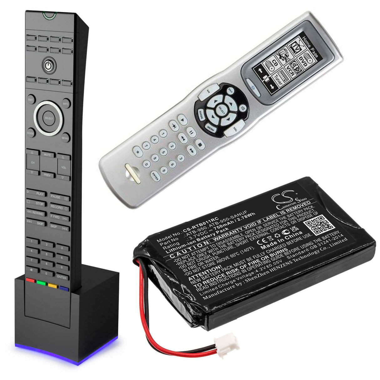 3.7V, Li-ion, 750mAh, Remote Control battery fits Rti, T1, T1b, T2, 2.78Wh Remote Control Cameron Sino Technology Limited