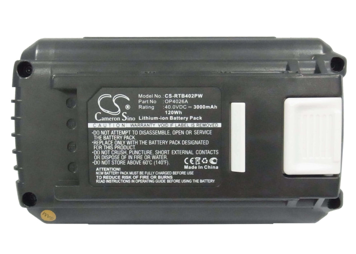 40.0V, Li-ion, 3000mAh, Power Tools battery fits Ryobi, Bpl3626, 40v 14 In Brushless Chain Saw, 40v 20 In Brushless, 120Wh Power Tools Cameron Sino Technology Limited (Dangerous Goods)