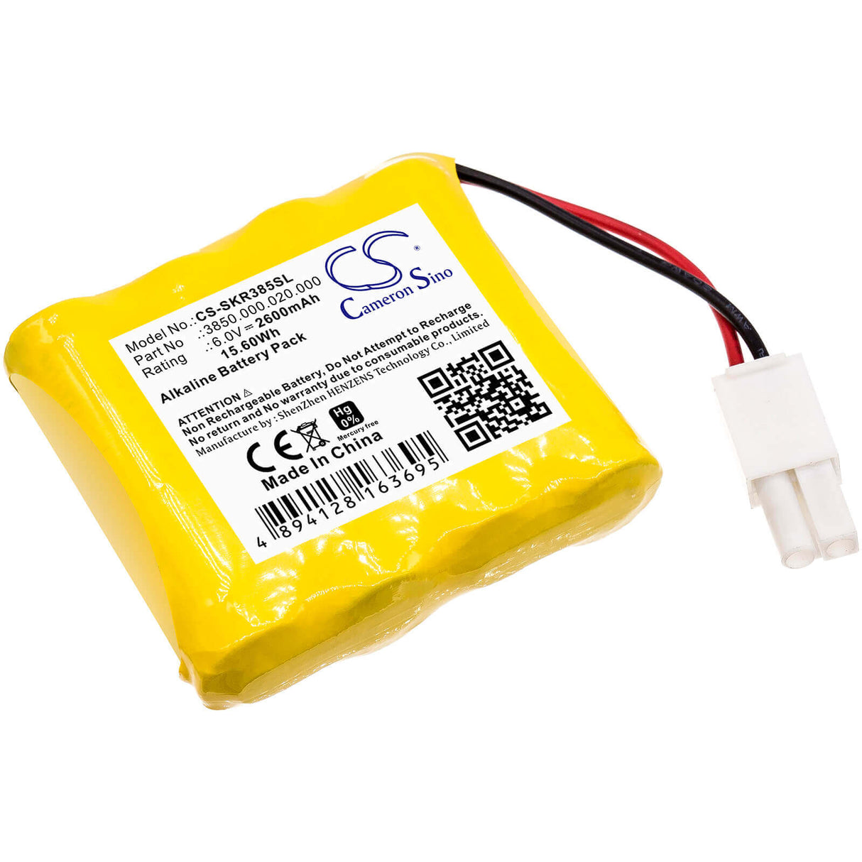 6.0V, Alkaline, 2600mAh, batterie de serrure de porte compatible avec Safe-o-kiefer, 3850.000.020.000, 3850.000.020.000, serrure à pièce, 15.6Wh serrure de porte Cameron Sino Technology Limited