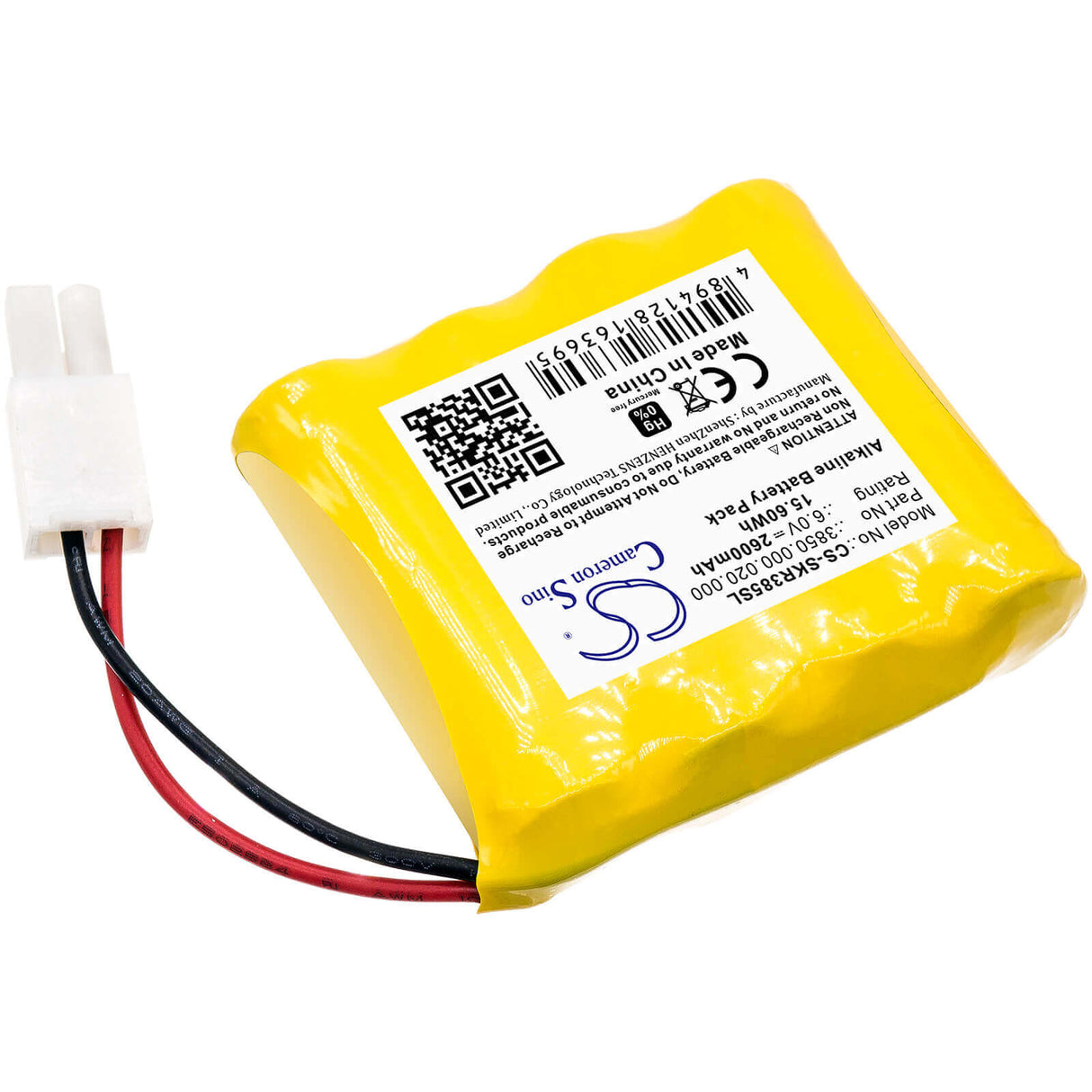 6.0V, Alkaline, 2600mAh, batterie de serrure de porte compatible avec Safe-o-kiefer, 3850.000.020.000, 3850.000.020.000, serrure à pièce, 15.6Wh serrure de porte Cameron Sino Technology Limited